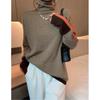 Ladies' Autumn and Winter Long Sleeved High Neck Color Blocked Western-style Plaid Base Shirt, Fashionable and Versatile Pullover Women's Inner Outfit