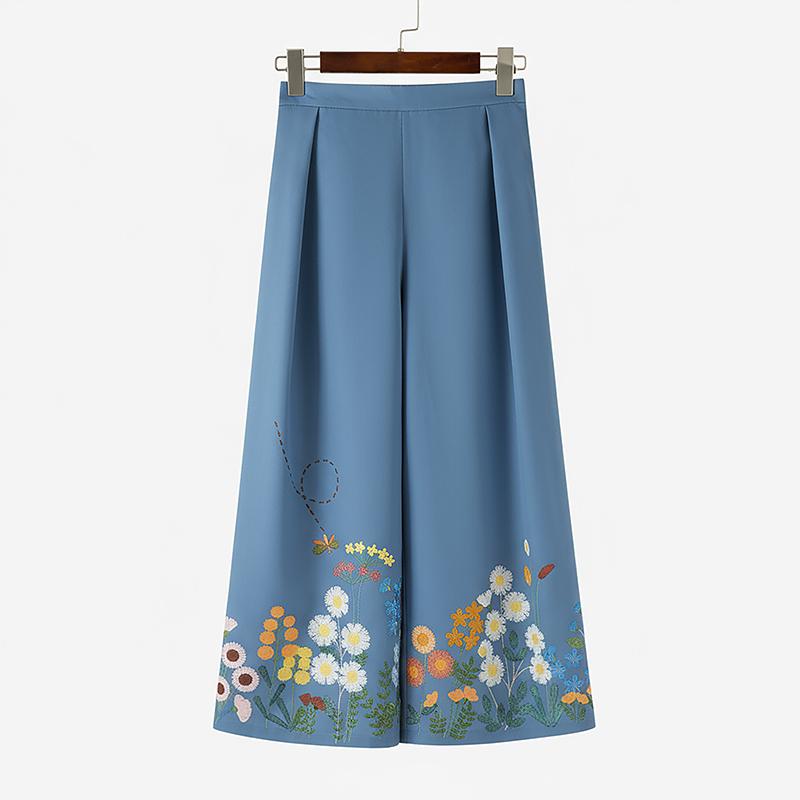 

ZANZEA Женские летние свободные повседневные брюки с цветочным принтом 5XL темно-синий