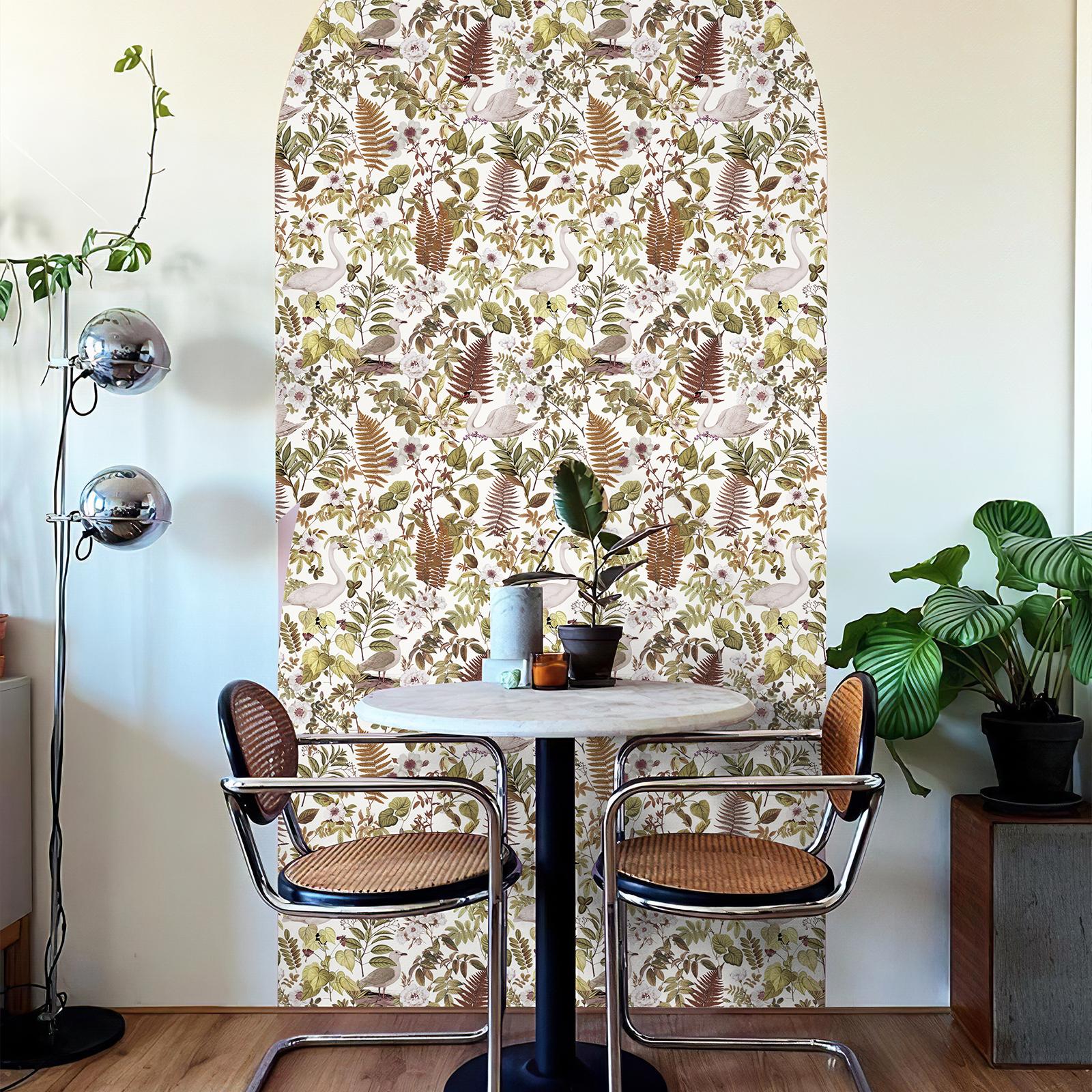 

Ретро Листья Животные ПВХ Обои Светлый Лебедь Самоклеящаяся Виниловая Наклейка для Декора Стен Сними и Приклей Водонепроницаемая Наклейка для Шкафа 44cmx1000cm