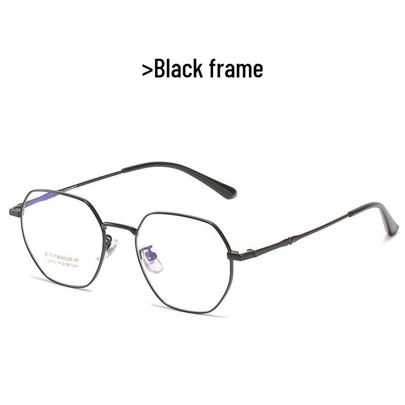 Unisex Polygonal Titanium Eyeglass Frame for High Prescription Myopia with Anti-Blue Light (Model 2275)