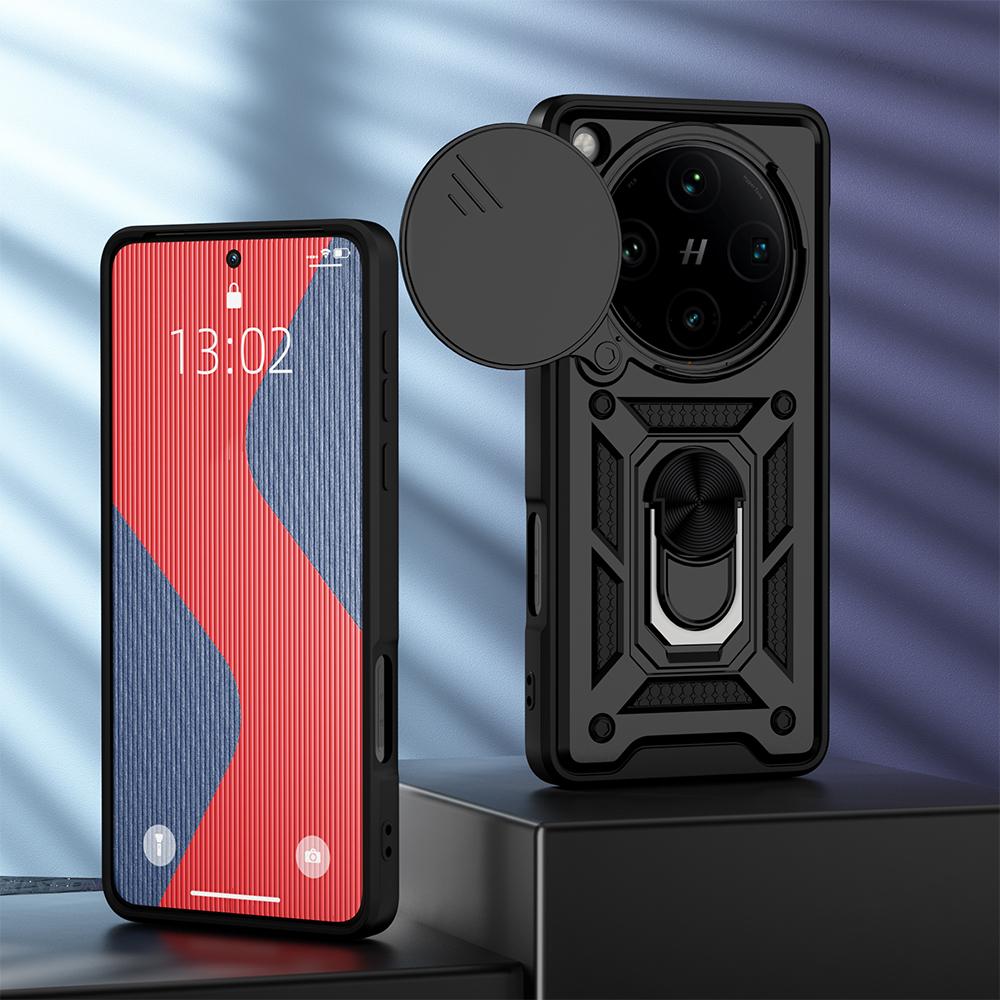 KEYSION Shockproof Armor Case for OPPO Find X8 Pro 5G Slide Camera Protection Ring Stand Phone Back Cover for OPPO Find X8 Pro