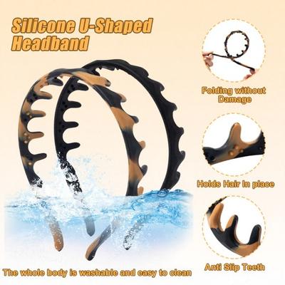 Silicone U Shape Hair Hoop Anti-Slip Hairband with Teeth Versatile Hairstyle Headband Adjustable Hair Comb Hair Accessory