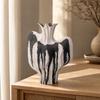 Organic Silhouette Flower Vase Asymmetrical Hand-Painted Textured