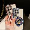 For Samsung Galaxy S24 Ultra Highend Luxury Quality Plating Diamond Frame Flash Mirror Stand Holder Phone Case For Samsung S22 S23 S25Plus Cover