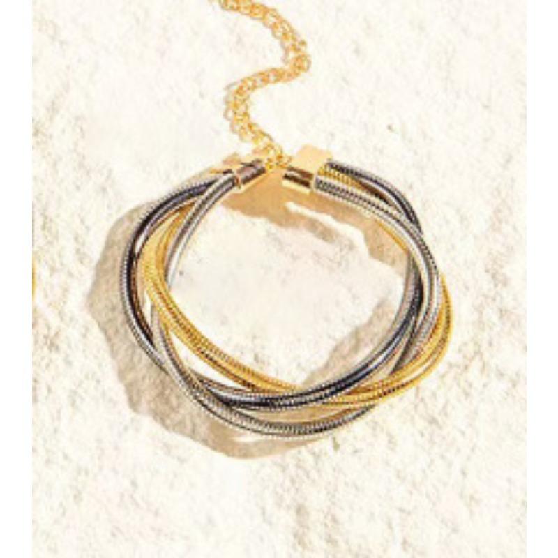 Минималистичный металлический ветер преувеличенный воротник персонализированная змеиная кость многослойное трехкомпонентное витое плетение застежка-пряжка панк-браслет