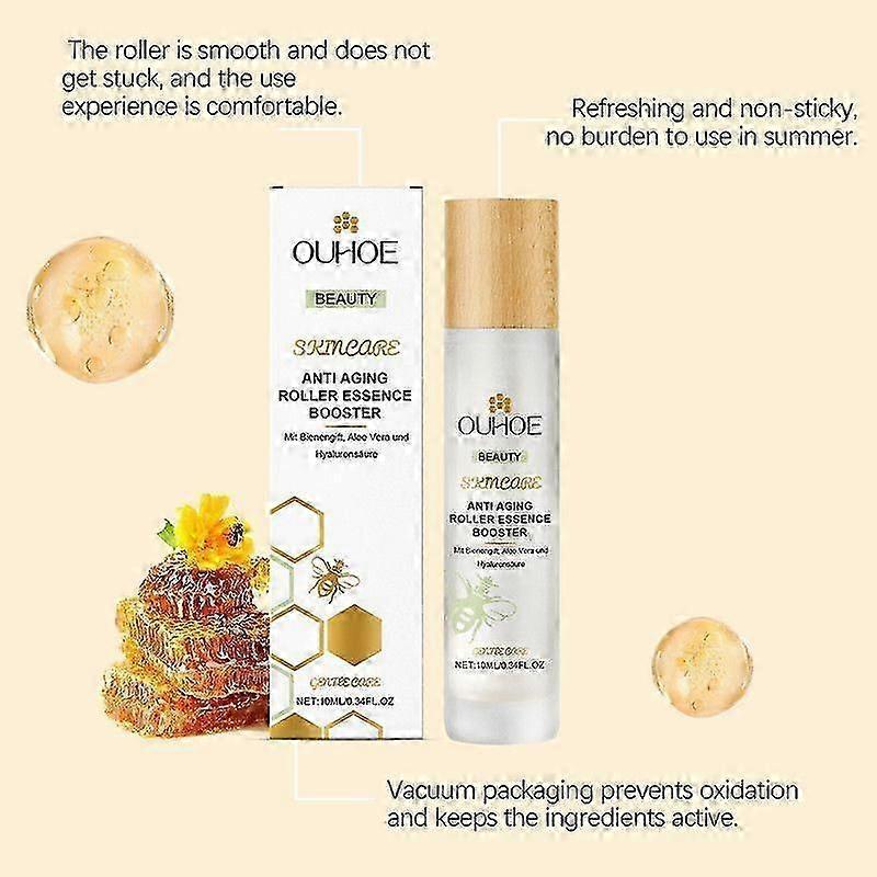 Ważne! Ten produkt zawiera jad pszczeli.
Esencja w kulce przeciwstarzeniowa z jadem pszczelim, Koncentrowane serum przeciwstarzeniowe z ujędrniającym jadem pszczelim, kwasem hialuronowym i aloesem, Redukcja zmarszczek