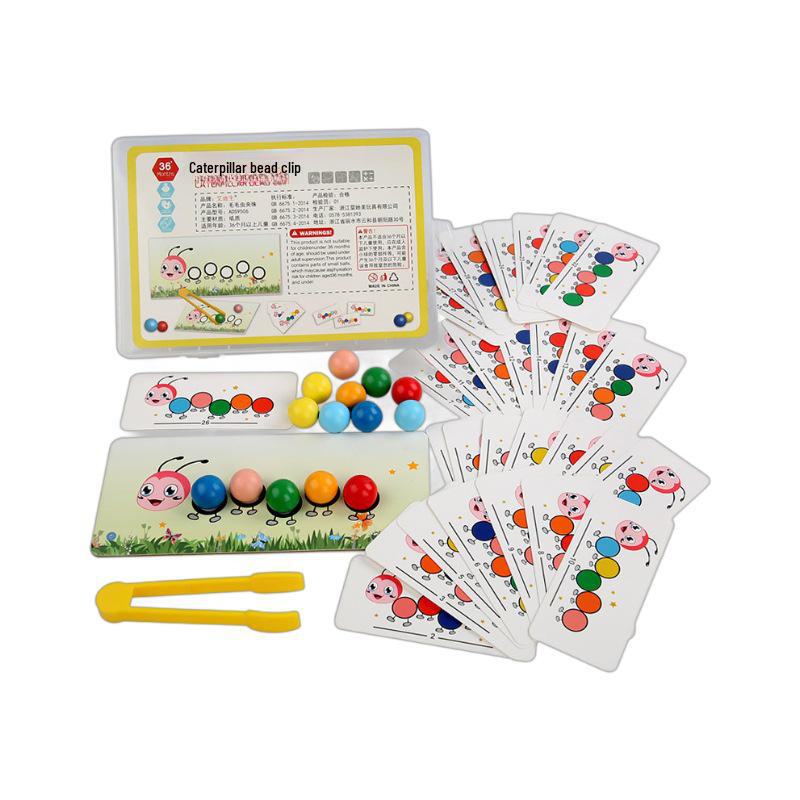 Wooden Caterpillar Bead Game for Kids: Enhances Hands-On Skills, Color Recognition, and Early Learning
