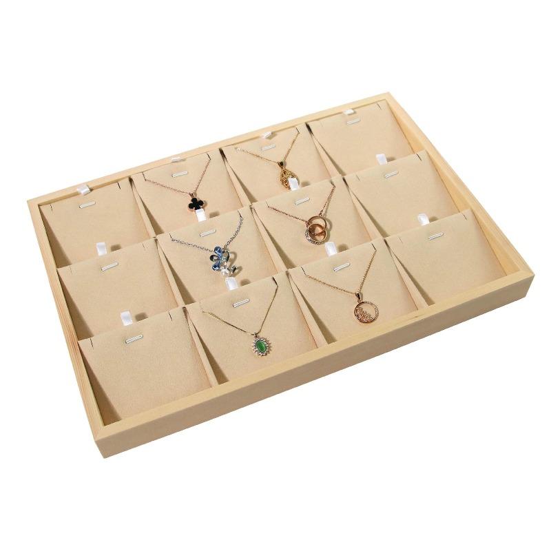 Minimalist natural wood jewelry display tray - stylish ring, necklace, bracelet, watch, and bangle organizer