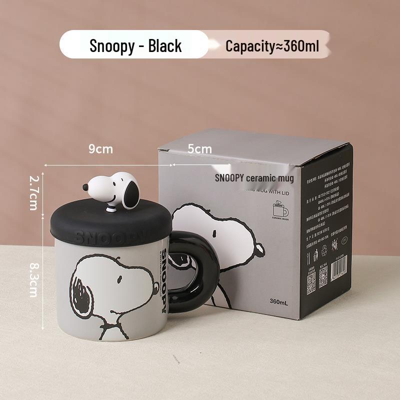 Snoopy Keramikbecher mit Deckel - Ideales Geschenk für Mädchen, das Büro oder das Zuhause