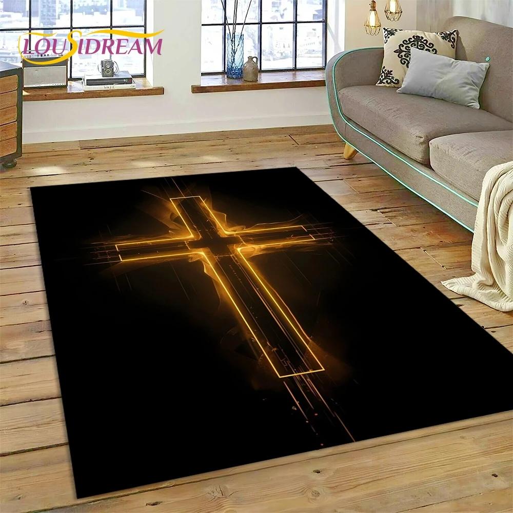 New 3D Pray Holy Bible Cross Jesus Carpet for Living Room Bedroom Home Decor,Floor Mat Non-slip Decoration for Sofa Doormat Gift