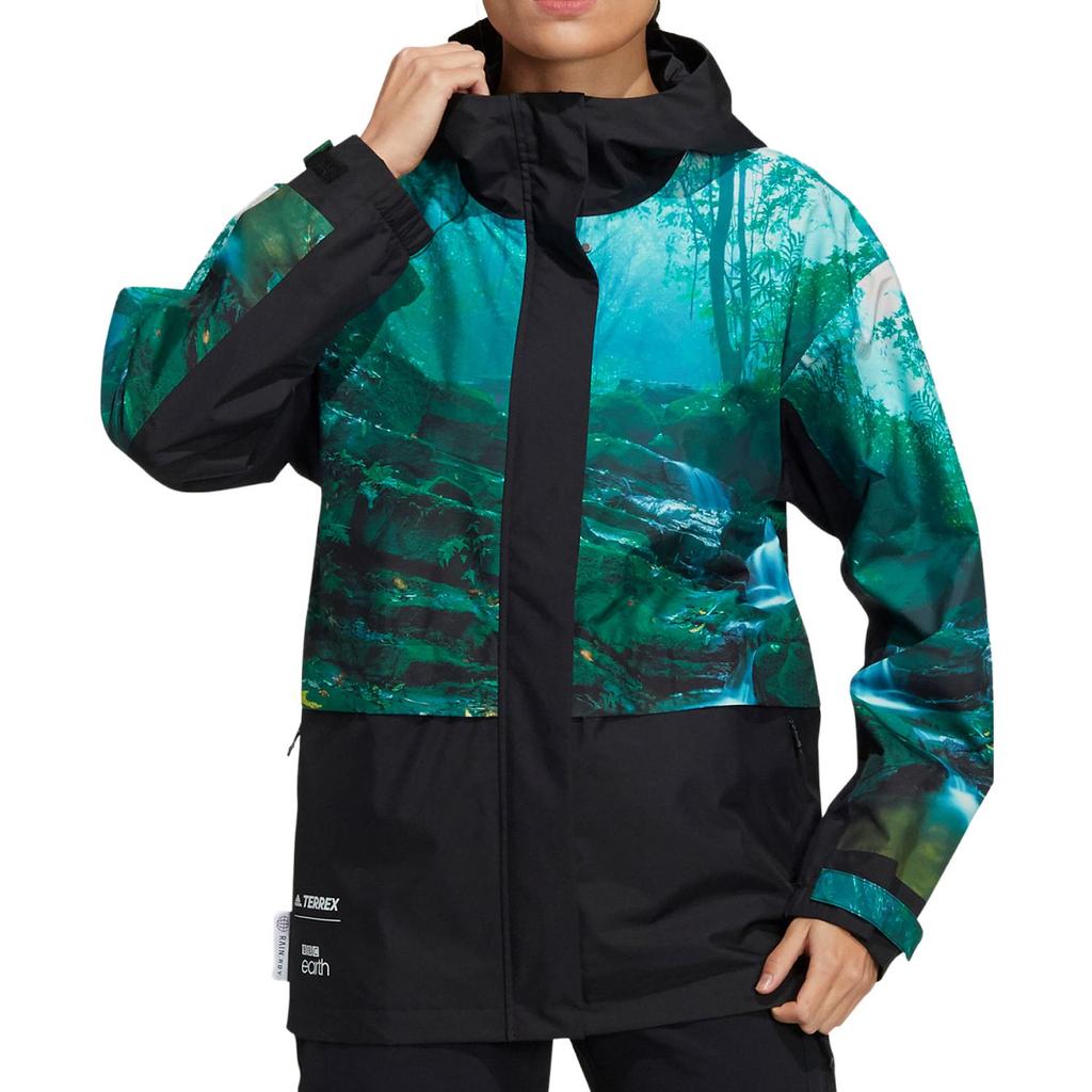 Adidas Terrex Hooded Casual Windbreaker Women Jackets Green HE5221