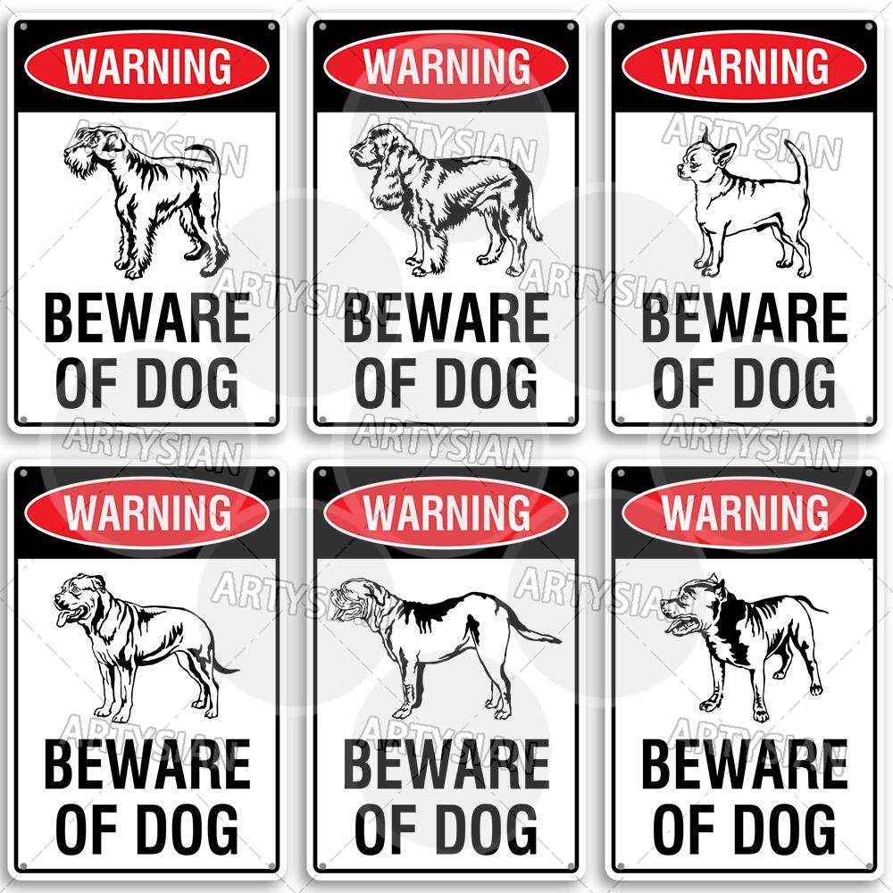 Beware of Dog Metal Sign Rottweiler GSD Golden Beagle Bulldog Pit Bull Poodle Bullmastiff Bloodhound Yorkie Border Collie Schn