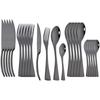 24Pcs Shiny Black Dinnerware Set Steak Knife Fork Coffee Spoon Cutlery Set Stainless Steel Tableware Western Kitchen Flatware