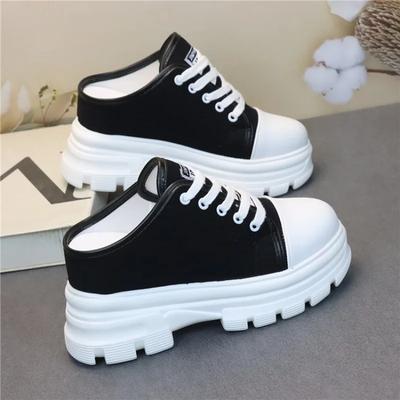 Mode Dam Sommarskor Tofflor Plattform Kilklack Strandskor Kvinnliga Slides Mules Skor Sneakers Mode Canvas