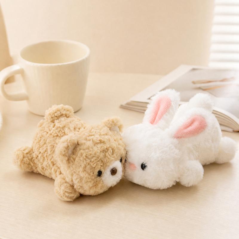 17Cm Lying Kawaii Animals Plush Toy Stuffed Chick Rabbit Bear Fox Cat Dog Cartoon Doll Companion Appeasing Gift