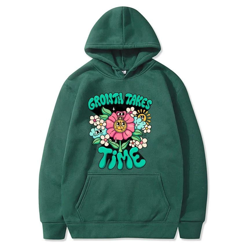 Wachstum braucht Zeit Graffiti Herbst Winter Hoodies Hip Hop Street Academy Hoodies Mode Warme Hoodies Weihnachtsgeschenke