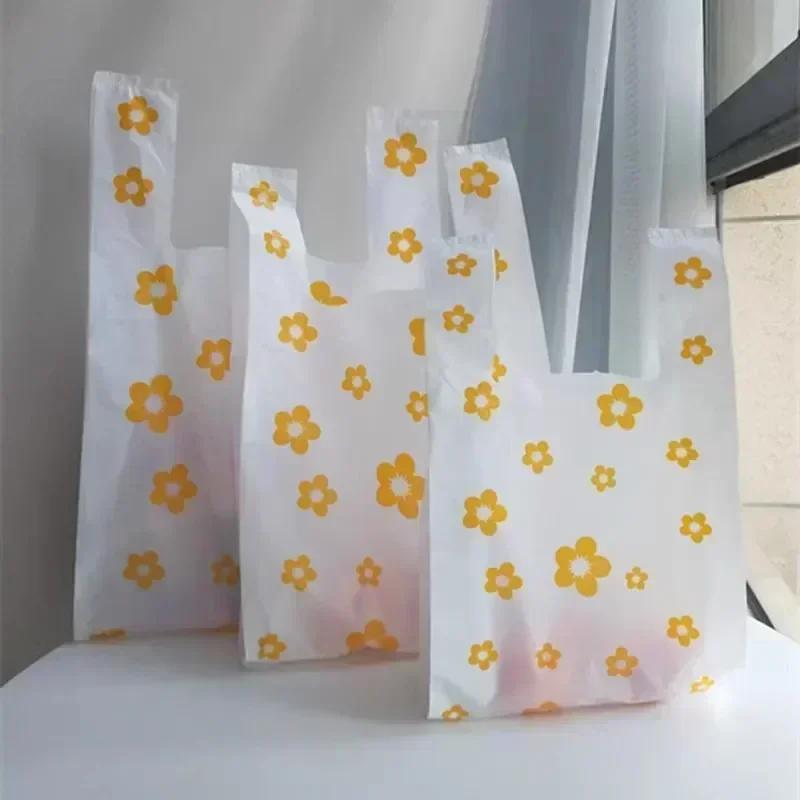 Plastic Hand-held Packaging Bags Cartoon Lovely Fruits Pattern Vest Portable Storage Bag Shop Shopping Clothing Food Packing