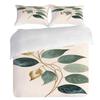 Pillowcase,Quilt Cover Three-Piece Set,Bedding,Light Peach Base Color,Exquisite Leaf Style,Golden Brown Branch Pattern,