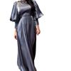 European and American Autumn New Style Lantern Sleeve Long-sleeved Satin Slim-fit Strap Dress Long Dress for Women