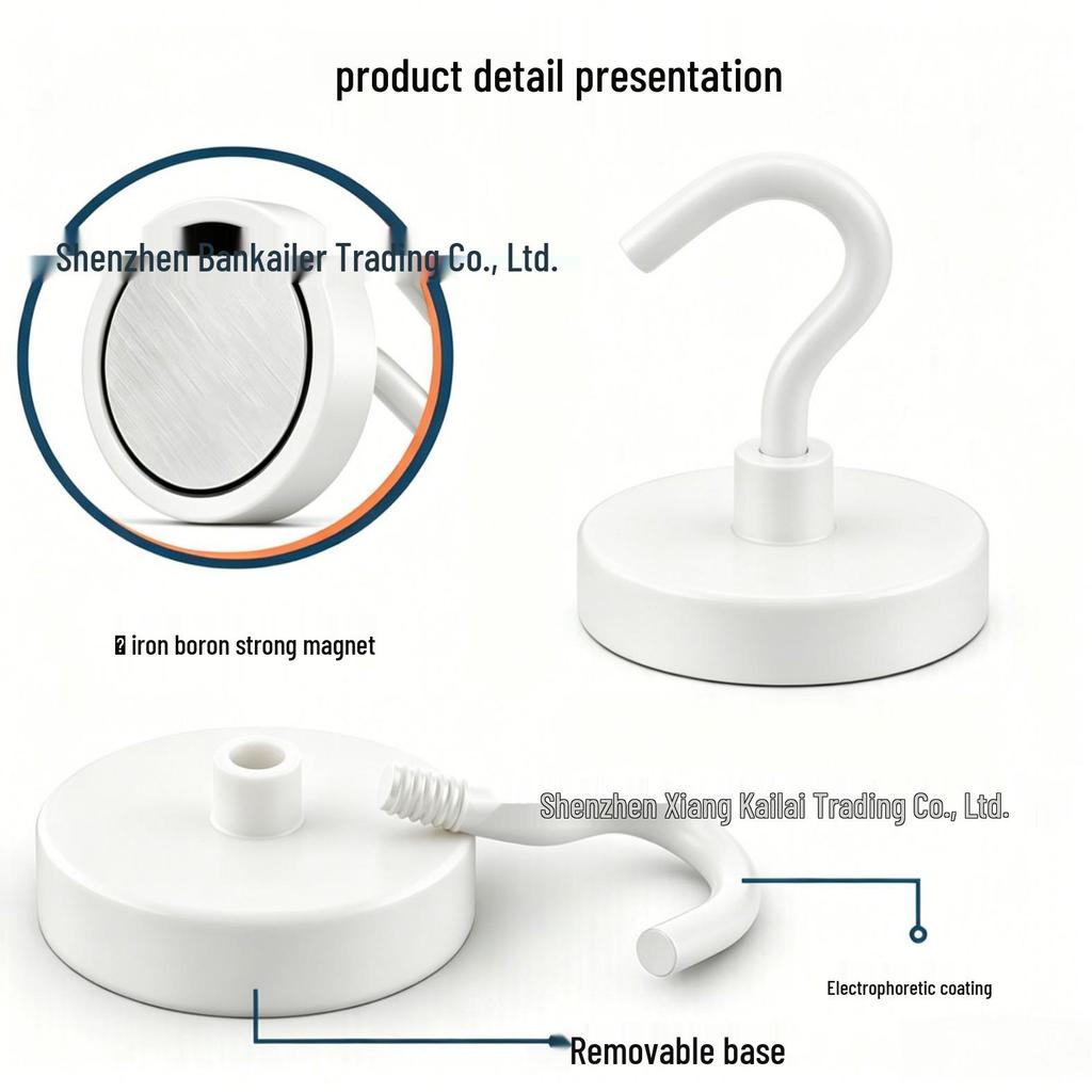 Neodymium Iron Boron Strong Magnetic Hook - Black & White Plated