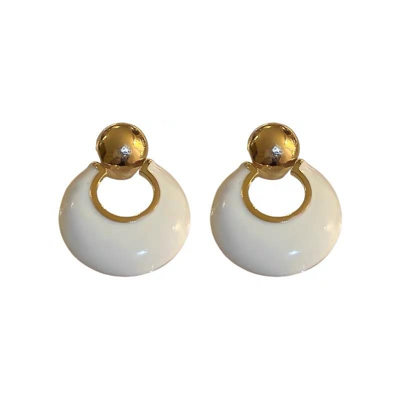 Retro simple temperament versatile circle earrings women, geometric design earrings