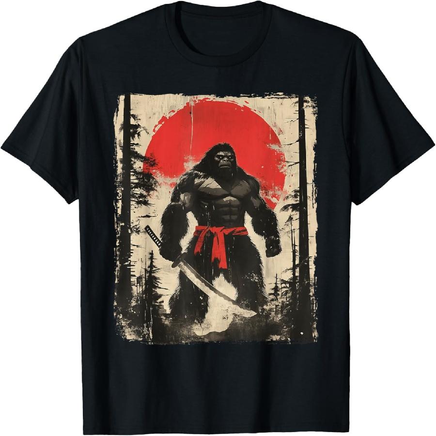 Bigfoot Samurai Japanese Sword Sasquatch T-Shirt S