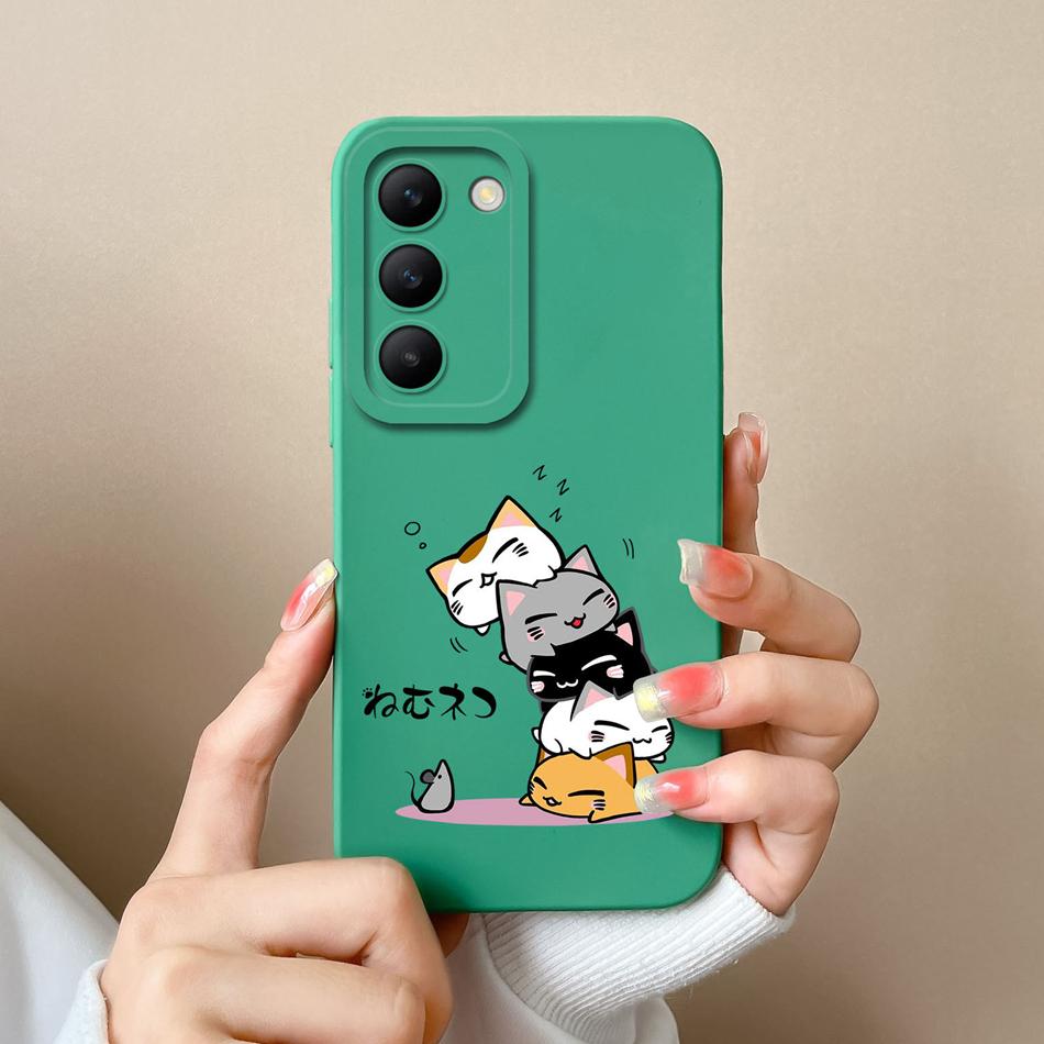 For Vivo V30 Lite V30E V30SE Phone Case Cool Bear Full Coverage Anti Drop Bumper For Vivo V30Lite V30 SE Liquid Silicone Fundas