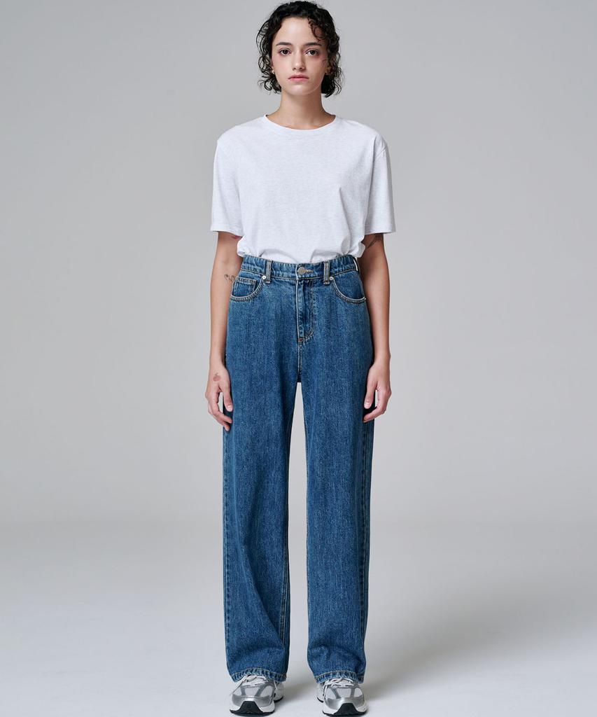 MALOUPE 9133 Regular Wide Denim Pants (Medium Indigo)