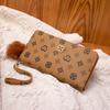 New Women's Wallet Fashion Printing Medium and Long Clutch Bag Trendy Girl Hairball Decorative Change Bag