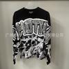 Cross-border Beauty Tide MIXED EMOTION Retro Full Print Handmade Diamond Letter Hooded Sweater Men's and Women's Coats