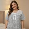 TIFICY Women's Fashion Summer Spring Lace Print Short Sleeve V‑Neck Loose Casual Nightgown