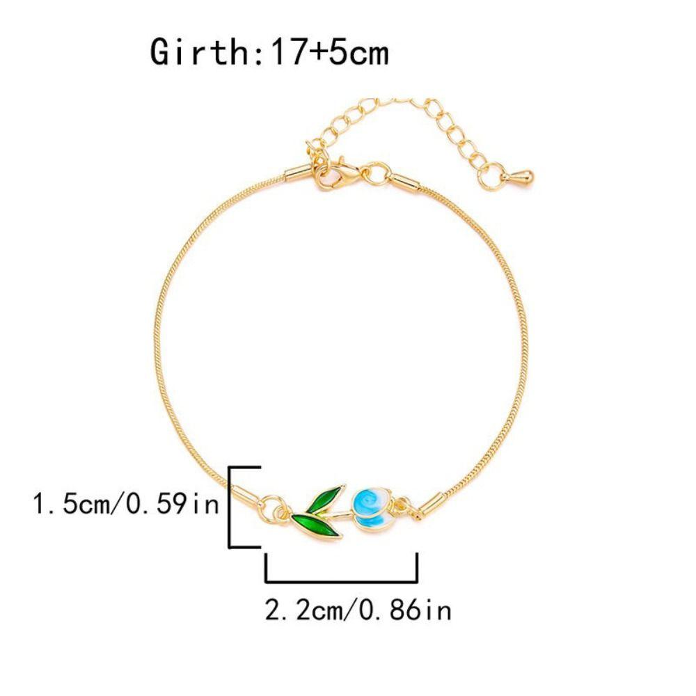 Adjustable Chain Enamel Charm Bracelet Copper Lobster Clasp Vintage Bracelet  For Women