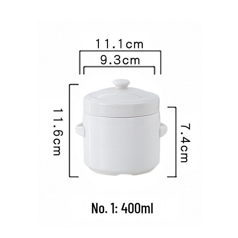 Ceramic Bird s Nest Stewing Pot, 1L, Double-Lid Design for Commercial or Household Use
