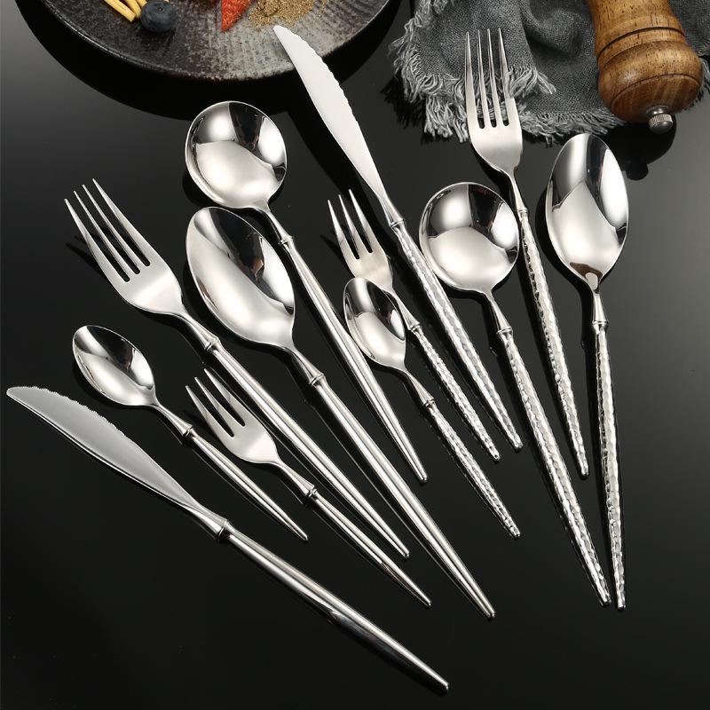 304 Stainless Steel Diamond Hammer Pattern Cutlery Set: Knife, Fork, Spoon for Hotel & Restaurant