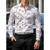 Men's Floral Printed Long Sleeved Lapel Shirt, European and American Nightclub Party Trend Casual Floral Shirt