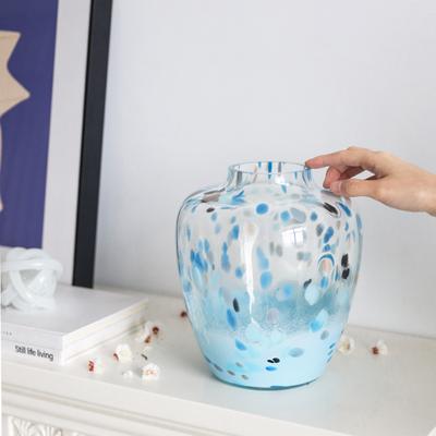 French Vintage Colorful Spot Glass Vase Luxury Home Decor for Living Room Table Flower Arrangement