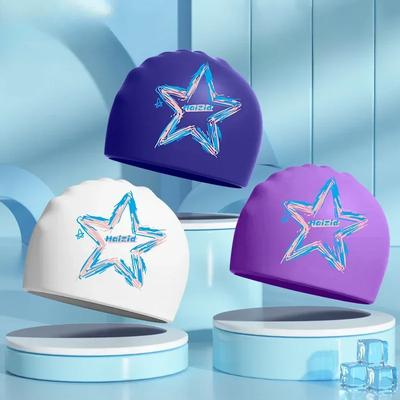 Adult Silicone Waterproof Printed Swim Caps for Women Men Swimming Caps Large Long Hair Swimming Cap Swimming Accessories