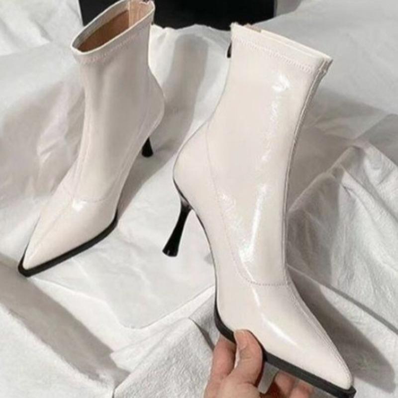 New Women's Ankle Boots Sexy Pointed Toe Woman Short Boots Fashion Causal Ladies Thin High Heel Boots Solid Color Stiletto