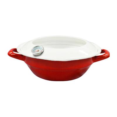 Fuji Enamel Tempura Pot 24cm with Thermometer Red (2.8L) TP-24 R
