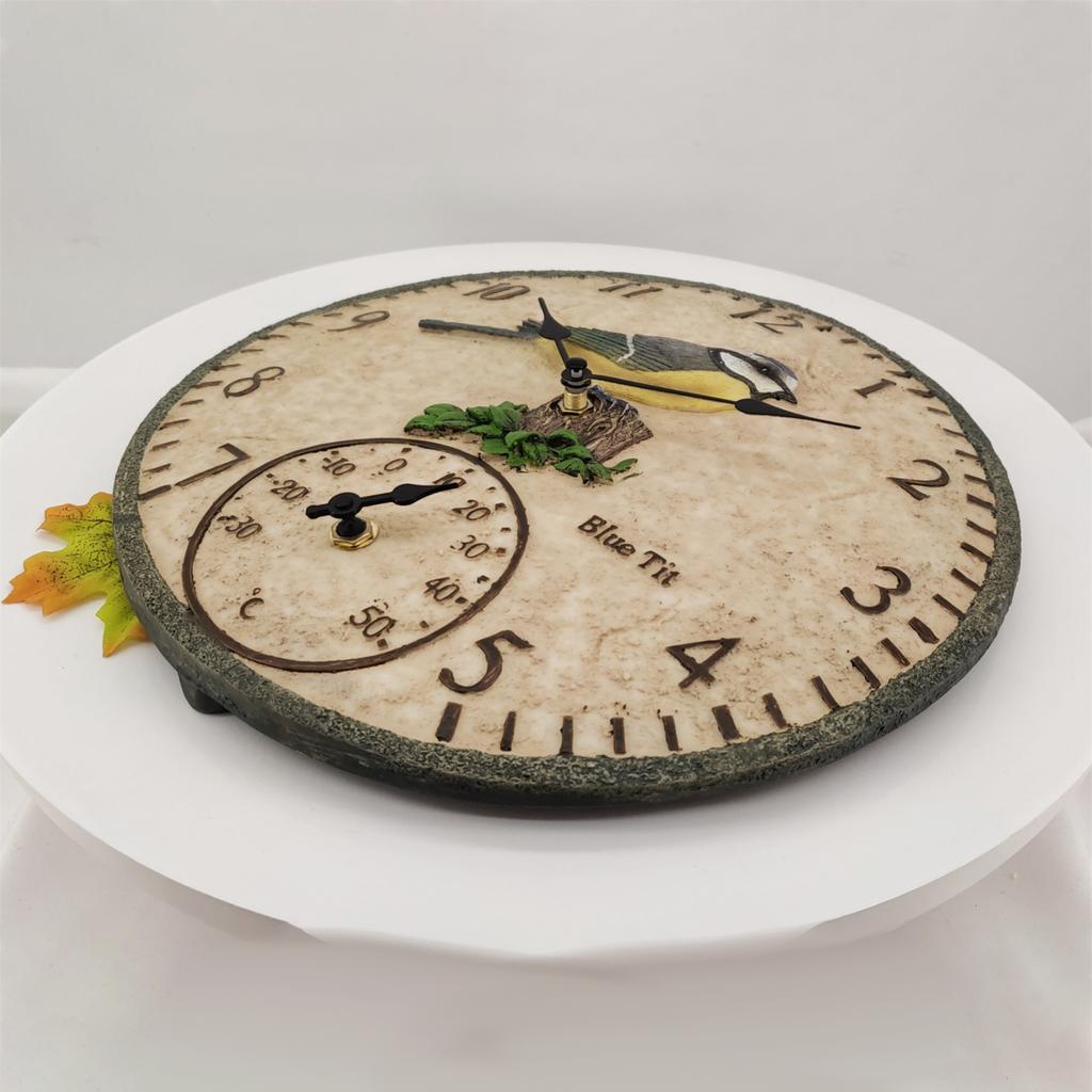 12 Inch Outdoor Thermometer Clock Waterproof Wall Clock Wall-Mounted Thermometer Clock For Patio Garden Yard Garden