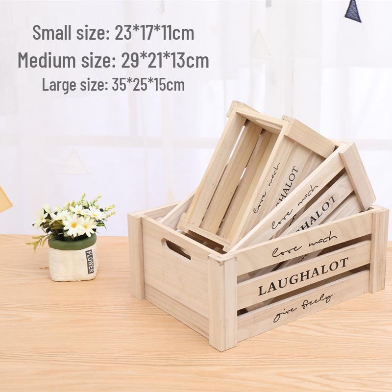 Vintage Weathered Wooden Slat Display Box for Decorative Props and Weddings