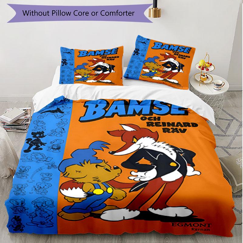 3pcs Duvet Cover Set (1*Duvet Cover + 2*Pillowcase, Without Core), Bamse Print Soft All‑Season Bedding Set, Home Bedroom Decor Gift