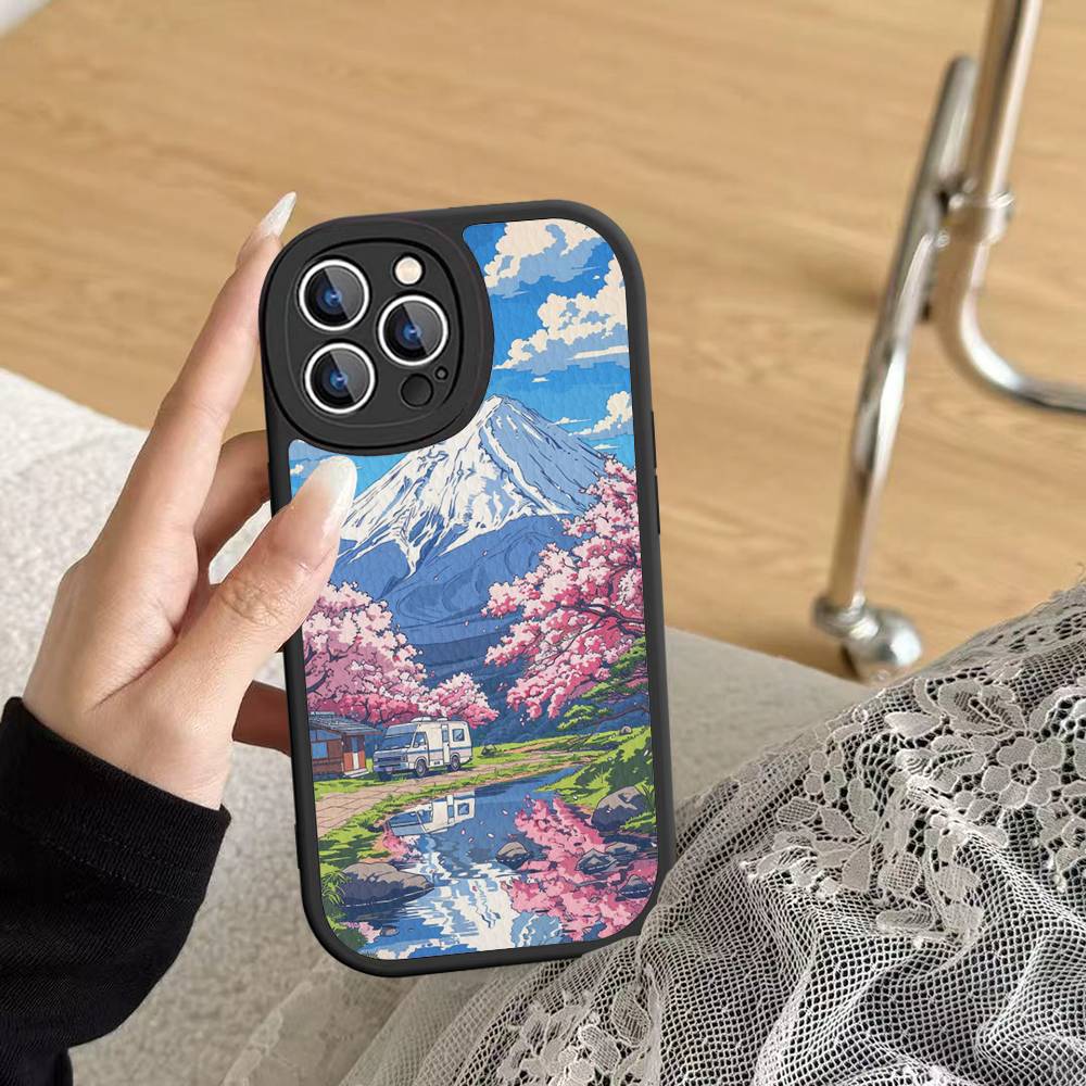 Fuji Mountain Osaka City Landscape Phone Case Hard Leather For IPhone 16 15 14 13 12 Mini 11 14 Pro Max Xs X Xr 7 8 Plus Fundas