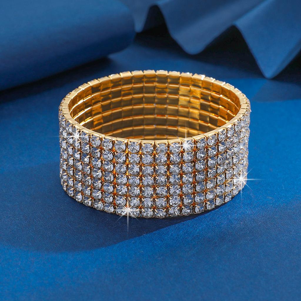 New Fashion Light Luxury Multi-Row Zircon Necklace Elastic Rhinestone Bracelet Full Diamond Bracelet Jewelry