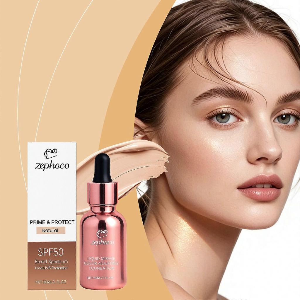 Zephoco Natural Color Changing Foundation Liquid - Lightweight, Hydrating, Natural, Long-Lasting, Smooth, Non-Cakey Foundation