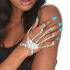 Punk Gothic Skull Bracelet Hand Bone Bangles Flexible Metal Bracelets for Women Men Nightclub Party Hip Hop Jewelry
