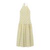 Neck Skirt Dress Women's Summer New Suspender Skirt Yellow Plaid Waist Backless Vacation Dress