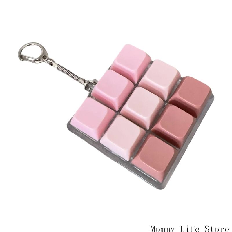 Colored 9 Press Button Stress Relief Toy With Keychain Hook For Adult Student Finger Exercise And Daily Relaxation
