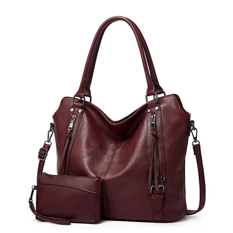 European And American Retro Portable Tote Mother And Child Bag Fashionable Large-Capacity Messenger Shoulder Bag Soft Leather Women'S Armpit Bag