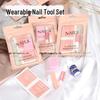 Wearable Nail Art Kit: Wood Stick, File, Strips, Glue, Jelly Adhesive, Bag Packaging
